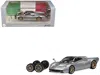 Cm Models Pagani Huayra Codalunga Silver Metallic With Sunroof And Extra Wheels 1/64 Diecast Model Car By Cm M In Gray