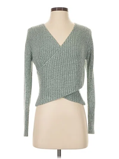 Pre-owned C/meo Collective Long Sleeve Top Gray Plunge Neckline Tops