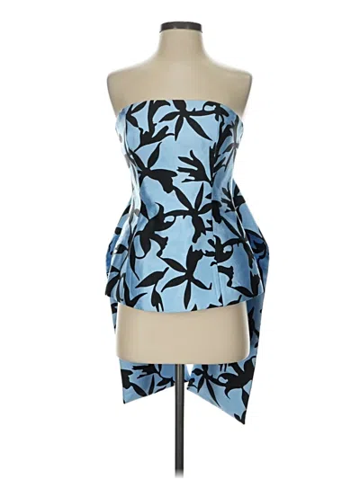 Pre-owned C/meo Collective Tube Top Blue Print Pattern Strapless Neckline Tops
