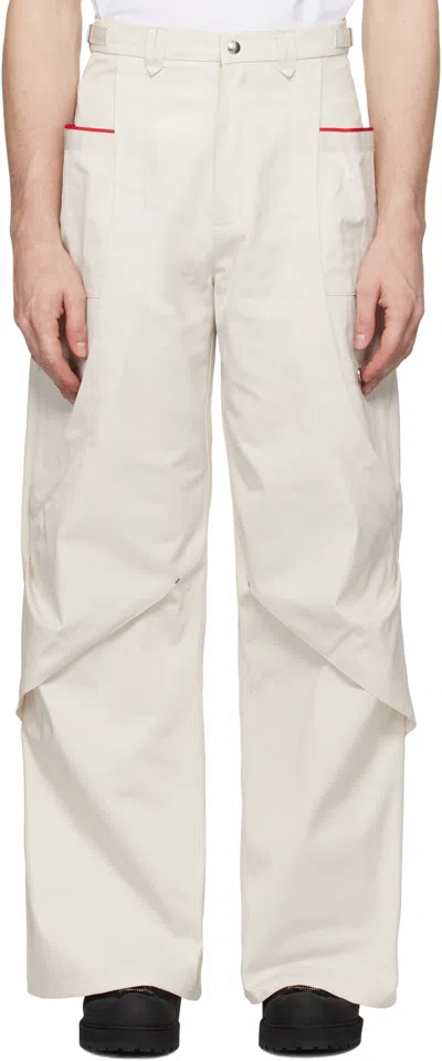 Cmmawear Beige Hourglasses Darted Cargo Pants In Eggshell White