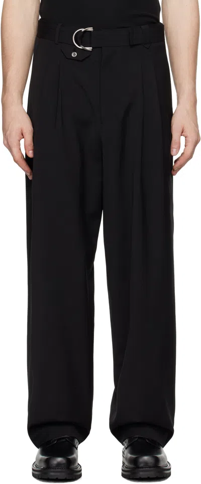 Cmmawear Black Belted Two-pleat Trousers