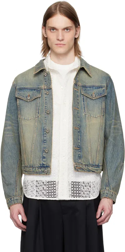 Cmmawear Blue Faded Denim Jacket In Vintage Sand Wash