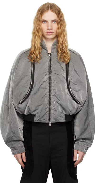 Cmmawear Gray Anatomical Parachute Bomber Jacket In Anthracite