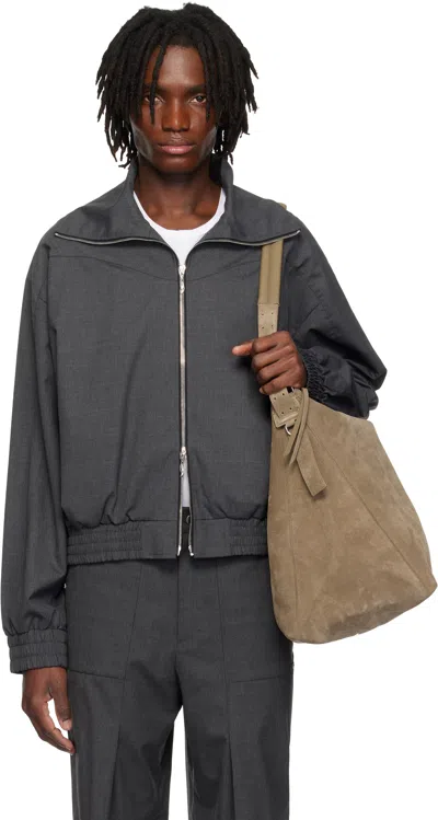 Cmmawear Gray Funnel-neck Jacket In Obsidian