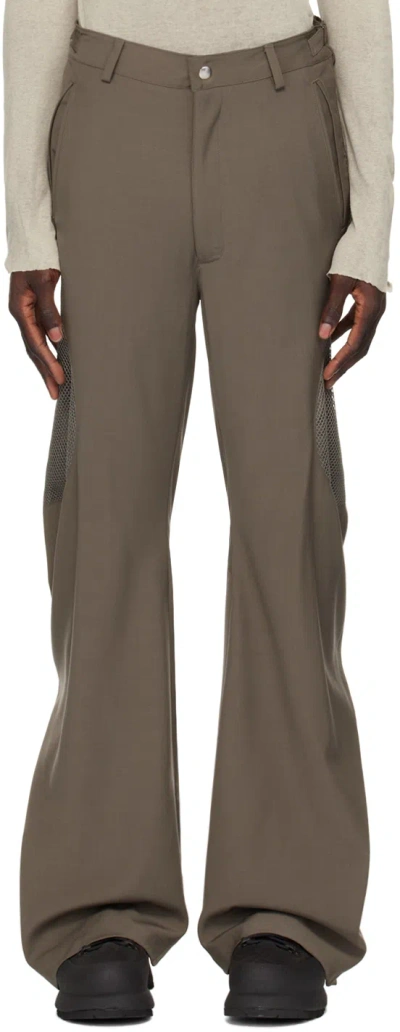 Cmmawear Taupe Zip Panel Trousers In Grey (bracken)