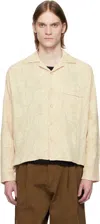 Cmmn Swdn Beige Akito Embroidered Shirt In White Rose