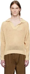 Cmmn Swdn Beige Arram Open Knit Polo In Ecru