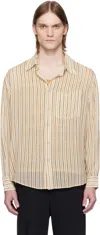 Cmmn Swdn Beige Kai Sheer Shirt In Brown Stripe
