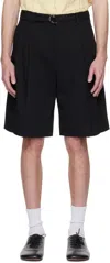 Cmmn Swdn Black Marshall Pleated Shorts In Black