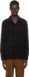 Cmmn Swdn Black Rani Velvet Lace Shirt In Black Velvet Lace