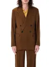 Cmmn Swdn Brown Double Breasted Blazer In Brown