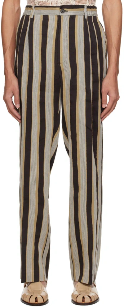 Cmmn Swdn Brown Jesse Trousers In Bold Stripe