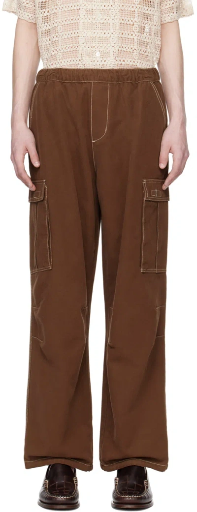 Cmmn Swdn Brown Sasha Cargo Trousers In Washed Brown