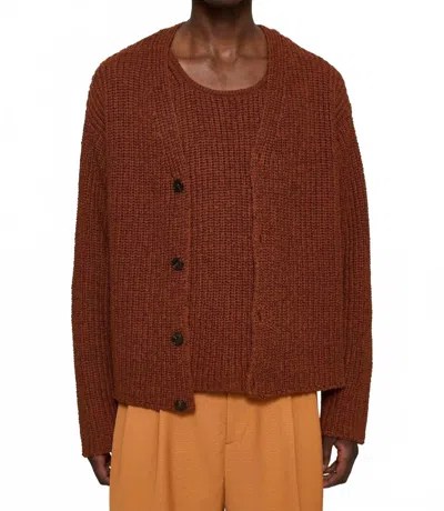 Cmmn Swdn Eldar Tape Knit Cardigan In Brown