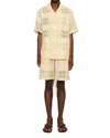 Cmmn Swdn Enzo Drawstring Shorts In Beige Check In Neutral