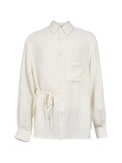Cmmn Swdn Kali Stripe-pattern Shirt In White