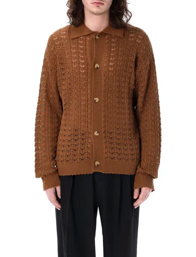Cmmn Swdn Men's Einar Crochet Cardigan In Brown
