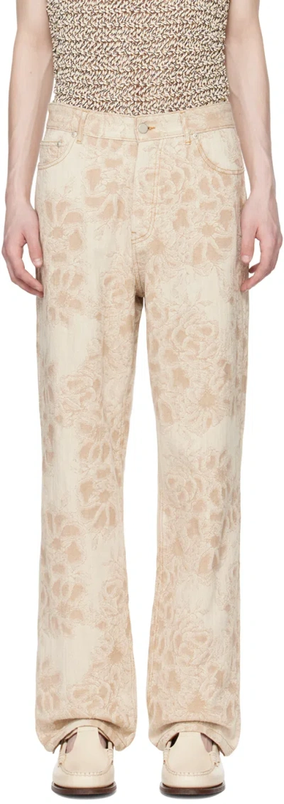 Cmmn Swdn Off-white Gene Jeans In White Jacquard