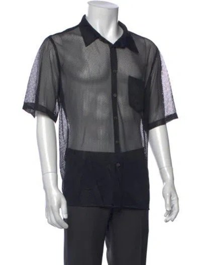 Pre-owned Cmmn Swdn Patterned Short Sleeve Shirt In Black