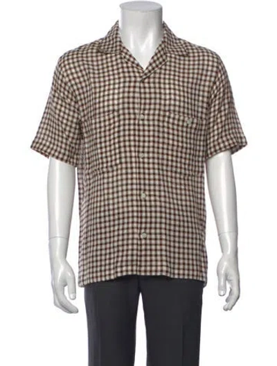 Pre-owned Cmmn Swdn Plaid Print Short Sleeve Shirt In Neutrals