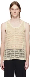 Cmmn Swdn Ssense Exclusive Beige Crocheted Cotton Tank Top In Cotton Lace