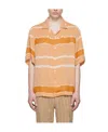 Cmmn Swdn Striped Lapel Short-sleeved Shirt In Nude