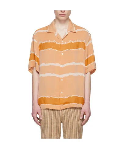 CMMN SWDN STRIPED LAPEL SHORT-SLEEVED SHIRT
