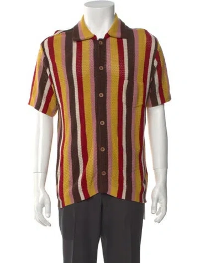 Pre-owned Cmmn Swdn Striped Short Sleeve Shirt In Yellow