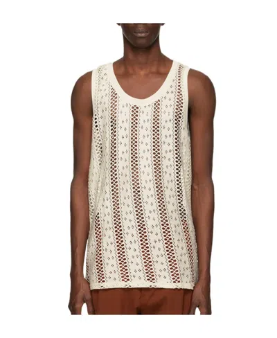 Cmmn Swdn Tank Open-knit Lace-panel Vest Top In Brown