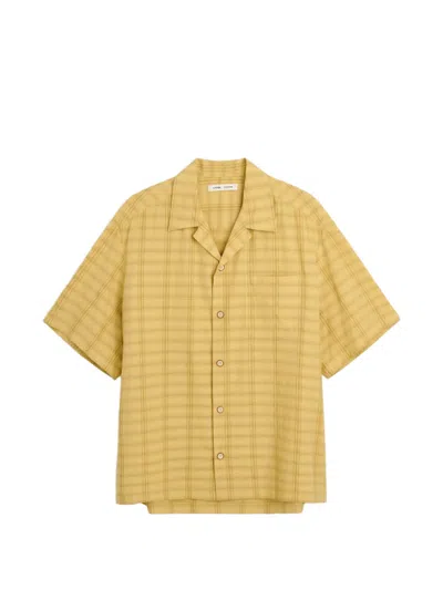 Cmmn Swdn Ture Check-pattern Button-down Silk Shirt In Yellow