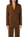 Cmmn Swdn Brown Double Breasted Blazer In Brown