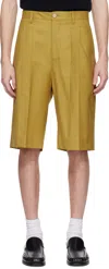 Cmmn Swdn Yellow Ara Deep Pleat Shorts In Yellow Ochre
