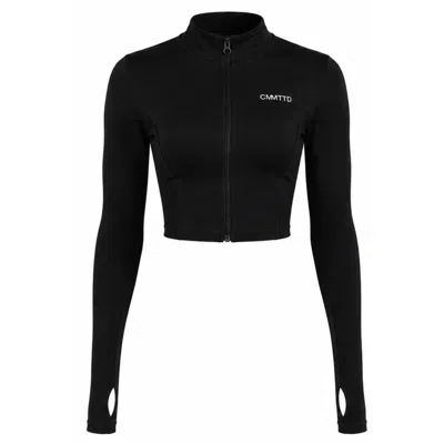 Cmmttd Women's Black Core Contour Cropped Zip-up - Ink