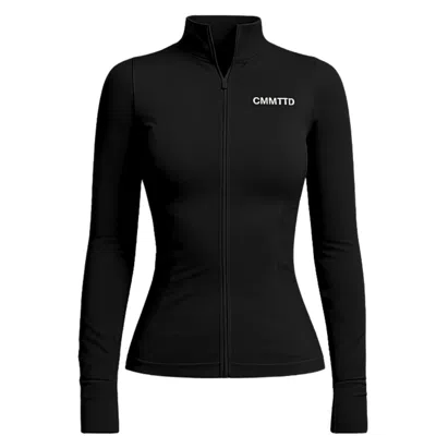 Cmmttd Women's Black Seamless Sculpt Zip-up Jacket - Ink