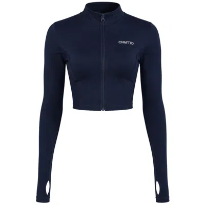Cmmttd Women's Blue Core Contour Cropped Zip-up - Midnight