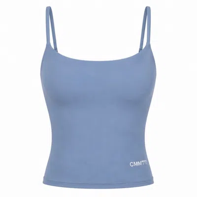Cmmttd Women's Blue Soft Form Strappy Mid Tank - Ocean