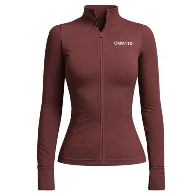 Cmmttd Women's Brown Seamless Sculpt Zip-up Jacket - Chestnut