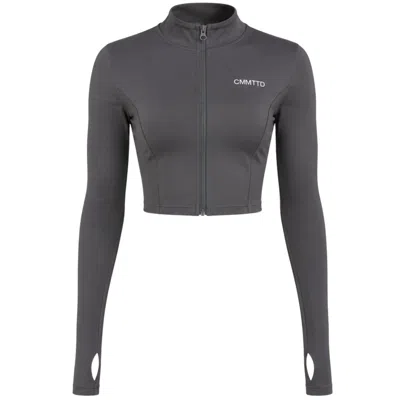 Cmmttd Women's Grey Core Contour Cropped Zip-up - Storm In Gray