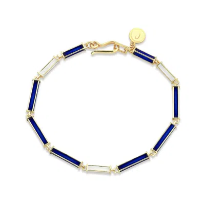 C|nd|n By Candan Balto Women's Gold Megaron Silver & Navy Blue Enamel Bracelet