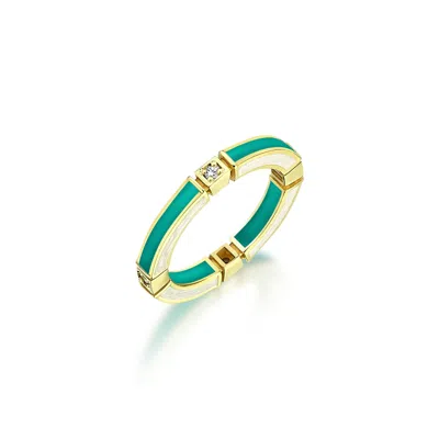 C|nd|n By Candan Balto Women's Gold Megaron Silver & Turquoise Enamel Ring In Green