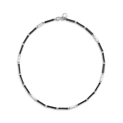 C|nd|n By Candan Balto Women's Megaron Silver & Black Enamel Necklace In Metallic