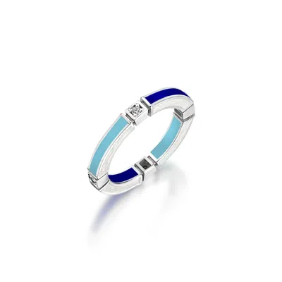 C|nd|n By Candan Balto Women's Megaron Silver & Blues Enamel Ring In Multi