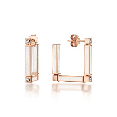 C|nd|n By Candan Balto Women's Rose Gold Megaron Silver & White Mother Of Pearl Square Earrings In Neutral