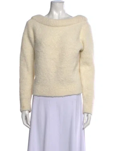 Pre-owned Co Alpaca Bateau Neckline Sweater In Neutrals