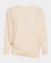 Co Asymmetric Cashmere Crewneck Sweater In Whisper Pink