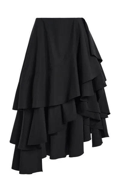 Co Asymmetric Tton Poplin Full Skirt In Black