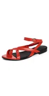 Co Asymmetric Toe Ring Gladiator Sandals Red In Red