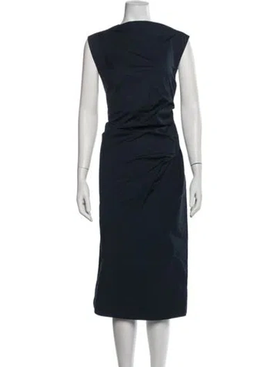 Pre-owned Co Asymmetrical Midi Length Dress In Blue