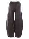 Co Paneled Leather Barrel-leg Pants In Brown