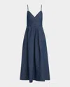Co Basque Chambray Midi Dress